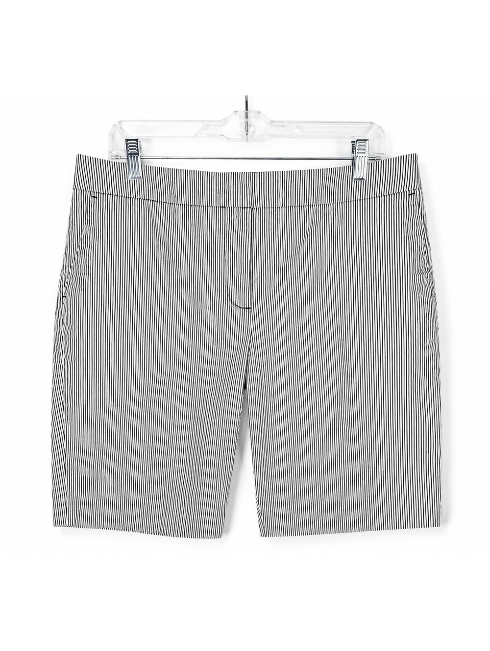 Jones New York Sport Women 14 Black Pinstripe Stretch Bermuda Shorts Minimalist